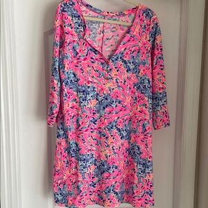 Lilly Pulitzer Pink and Blue Midi Dress